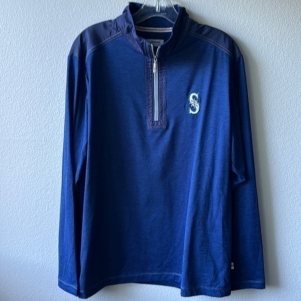 NWT MLB Seattle Mariners shirt size Medium pullover Blue Tommy Bahama